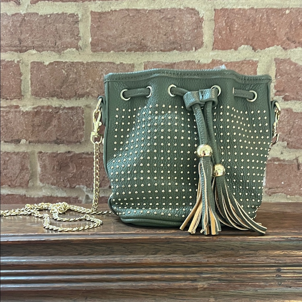 Studded Green Bucket Bag